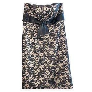 Strapless black lace dress